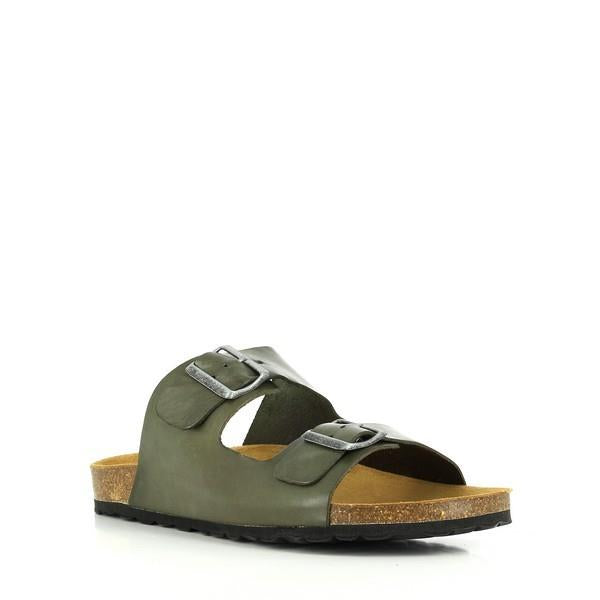 An elegant view capturing the sleek design and vibrant green khaki color of Plakton's 100010 Green Men's Sandals. The adjustable straps with sturdy buckles ensure a secure and customized fit.