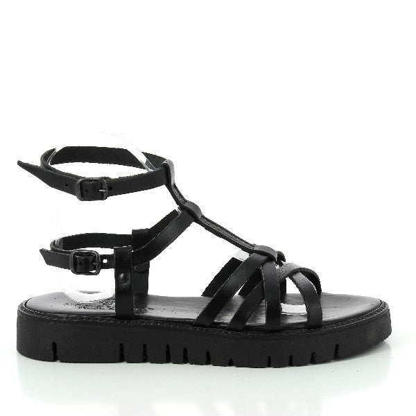 The Antichi Romani 103 Black Roman Slingback Sandals showcase a sleek black leather upper with a refined slingback design. The sandals feature a classic round toe and a 3 cm heel-platform, offering both style and comfort. Set against a neutral background, the image highlights the sandals' luxurious leather and sophisticated craftsmanship, reflecting their Italian artisanal quality and timeless elegance.