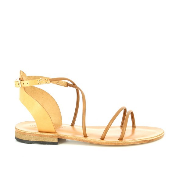 The Antichi Romani 2052 Brandy Yellow Slingback Sandals are displayed against a neutral backdrop, highlighting their vibrant yellow leather upper. The sandals feature a rounded toe and an adjustable slingback strap for a secure fit. The 2 cm heel-platform offers a slight elevation, and the synthetic sole is visible, showcasing the craftsmanship. The rich leather texture reflects light, emphasizing its premium quality. The Made in Italy tag is subtly visible, reinforcing the brand's heritage.