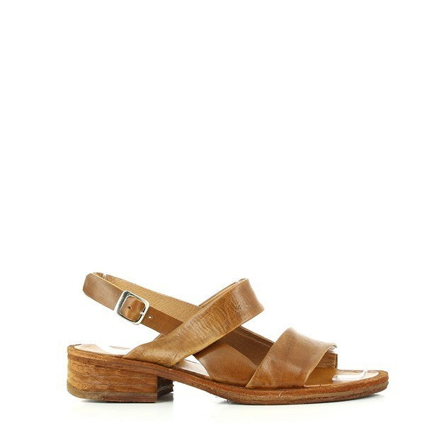 The side view of the Felmini B119 Tobacco Brown Slingback Sandals highlights the smooth leather upper and the sleek, round toe shape. The 3cm heel adds a subtle lift, while the adjustable slingback strap ensures a secure fit.