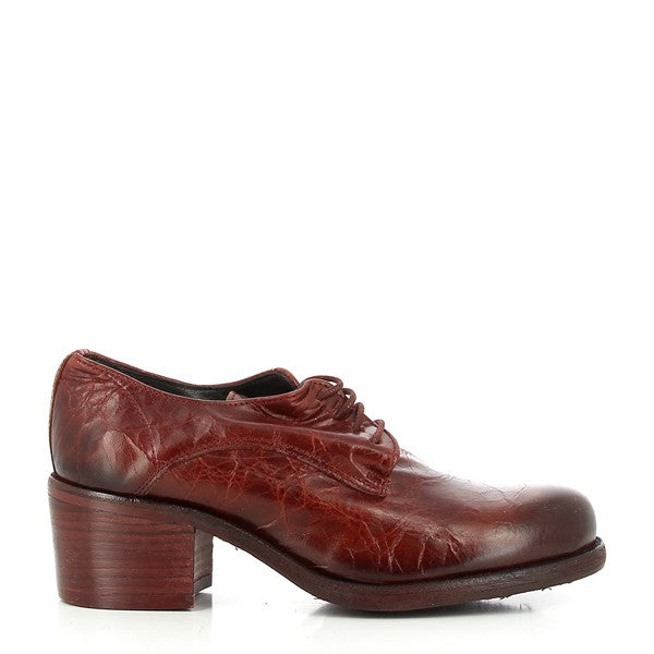 A clean, full side view of the Felmini B945 Burgundy Lace-Up Shoes showcasing the rich burgundy leather upper, lace-up design, and sturdy 5.5cm heel.