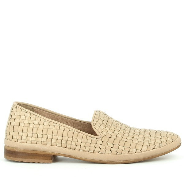 A clean side profile of the Felmini C246 Natural Loafers, showcasing its sleek design with smooth natural leather and a subtle 1.5cm heel, offering a sophisticated and polished look.