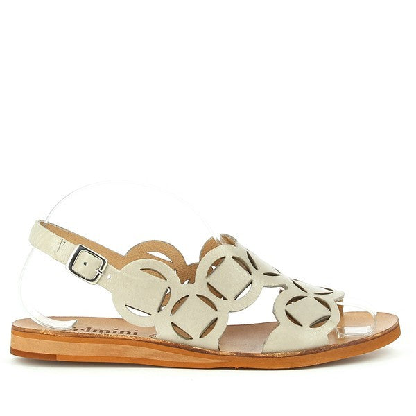 The profile of the sandal shows its sleek design with a soft leather upper, a round toe, and a delicate ankle strap with a small silver buckle. The 1.5cm heel platform offers a subtle lift while maintaining comfort.