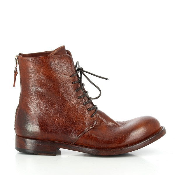 A side view of the Forte PSW5112 Arancio Brown Lace-Up Boots, showcasing the rich leather upper, elegant lace-up design, and 2.5cm heel for a subtle lift.