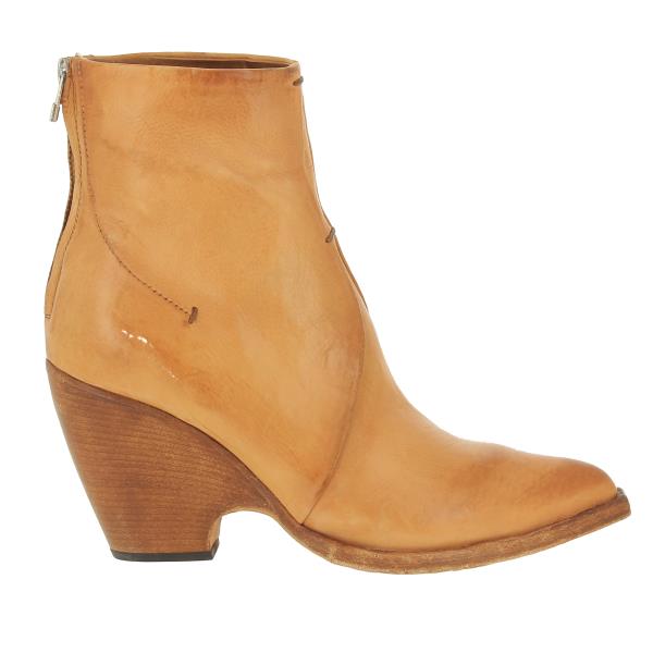 A full side view of the Forte W22-8308 Cuoio Tan Ankle Boots, showcasing the smooth leather upper, rounded toe, and clean, minimalist design that defines its timeless style.