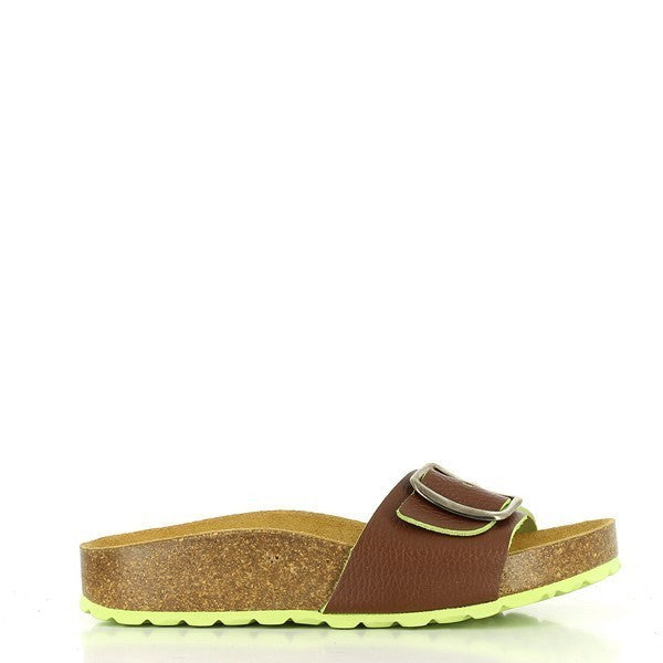 Step into luxury with the 341018 Brown & Yellow Slides from Plakton Shoes. These women's sandals feature a leather upper, cork sole, and a chic golden buckle detail. Designed for comfort and style, they're perfect for any occasion. Made in Spain, these slides exemplify craftsmanship and sophistication. Explore more from Plakton's collection for timeless footwear choices.