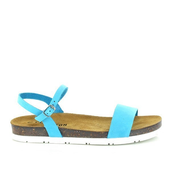 Embrace elegance with Plakton's 565520 Blue Slingback Sandals. Handcrafted in Spain, these women's sandals feature a leather upper, eco-friendly cork sole, and bios contoured lining. Perfect for any occasion, they combine style with sustainable comfort.