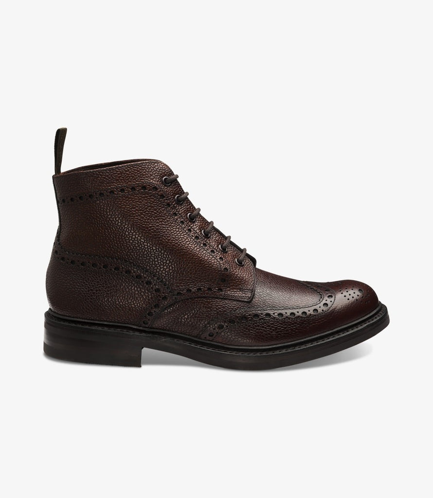 LOAKE BEDALE OXBLOOD DERBY BROGUE BOOT RUBBER SOLE G-WIDE