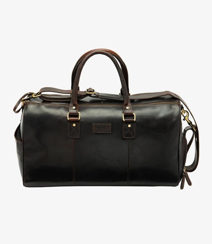 LOAKE DEVON DARK BROWN LEATHER OVERNIGHT BAG