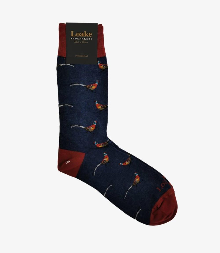 LOAKE PHEASANT NAVY SOCKS