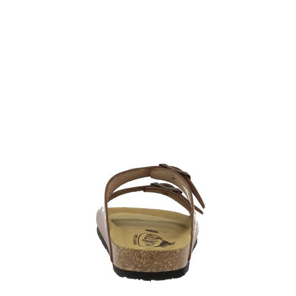 The back of the sandal featuring the sturdy EVA sole with a textured pattern for enhanced grip. The subtle elevation from the heel-platform height offers added comfort without sacrificing style. The craftsmanship and quality of these sandals are evident from every angle.