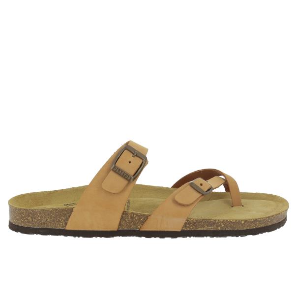 Capture the timeless elegance of Plakton's 181032 Tan Thong Sandals, showcasing the rich tan leather upper and sleek silhouette.
