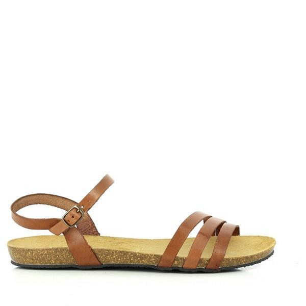 View the elegant profile of Plakton's 575080 Camel Slingback Sandals, highlighting the premium leather upper and sleek three-strap design.