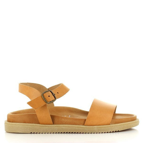 The image features the Antichi Romani 927 Brandy Slingback Sandals, elegantly positioned against a soft, neutral background. The rich, warm-toned leather upper shines with a smooth finish, showcasing the meticulous craftsmanship of Italian artisans. The chic slingback design gracefully hugs the heel, providing a secure fit while adding a sophisticated flair.

