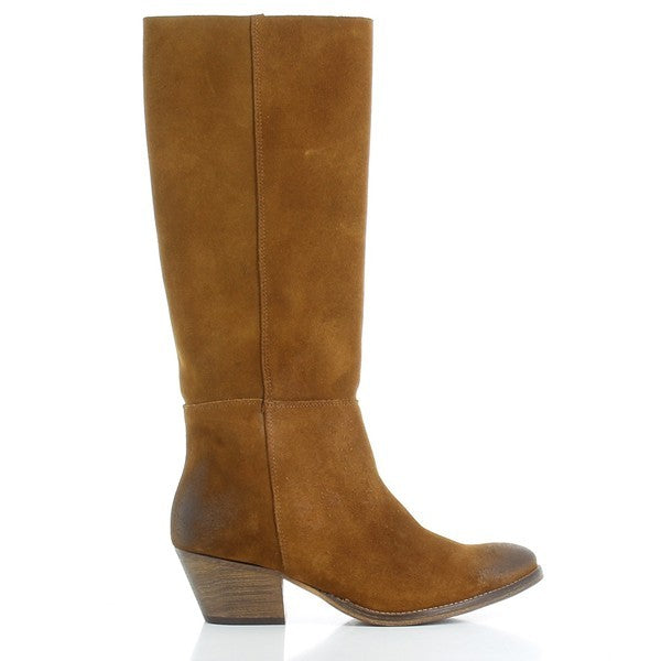 A clear view of the side of the boot, showcasing its sleek, smooth leather finish and elegant pointed toe, offering a timeless and sophisticated design.