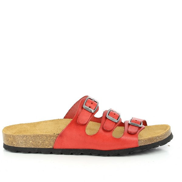 In this captivating photo, Plakton's 101506 Red Multi-Strap Sandals take center stage. Crafted with premium leather and designed with eco-friendly values, these sandals offer both style and comfort. The vibrant red color and adjustable straps with buckles add a touch of flair to any outfit. Experience classic support and timeless elegance with Plakton's Sandals.