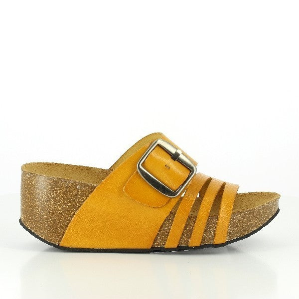 Step into effortless chic with Plakton's 275168 Mustard Multi-Strap Wedges. Crafted from luxurious leather with a cork footbed and memory cushion technology, these women's wedges from Spain offer both style and comfort. Perfect for day-to-night versatility, complementing any wardrobe with ease.